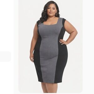 TORRID Black Grey Colorblock Contour Ponte Dress. Womens Plus Size 26